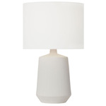 Panola Table Lamp - Matte White Ceramic / White Linen