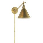 Boston Functional Plug-in Library Sconce - Overstock - Hand Rubbed Antique Brass