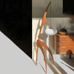 The Praying Mantis Floor Lamp - Natural Mahogany / White