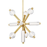 Atom Chandelier - Vintage Brass / Clear