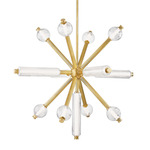 Atom Chandelier - Vintage Brass / Clear