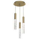 Axis 3000K Round Multi Light Pendant - Gilded Brass / Clear