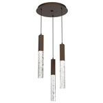 Axis 3000K Round Multi Light Pendant - Flat Bronze / Clear