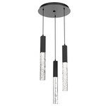 Axis 3000K Round Multi Light Pendant - Matte Black / Clear