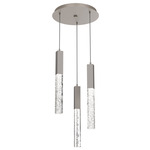 Axis 3000K Round Multi Light Pendant - Beige Silver / Clear