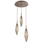 Rock Crystal Round Multi Light Pendant - Flat Bronze / Chilled Bronze