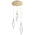 Rock Crystal Round Multi Light Pendant - Gilded Brass / Chilled Clear