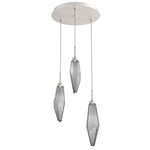 Rock Crystal Round Multi Light Pendant - Beige Silver / Chilled Smoke