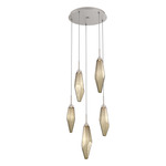 Rock Crystal Round Multi Light Pendant - Beige Silver / Chilled Bronze