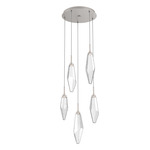 Rock Crystal Round Multi Light Pendant - Beige Silver / Chilled Clear