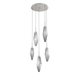 Rock Crystal Round Multi Light Pendant - Beige Silver / Chilled Smoke