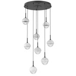 Cabochon Round Multi Light Pendant - Matte Black / Clear