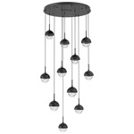 Cabochon Round Multi Light Pendant - Matte Black / Clear