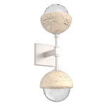 Cabochon Double Wall Sconce - Travertine / Beige Silver / Clear