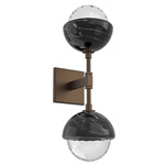 Cabochon Double Wall Sconce - Black Marble / Flat Bronze / Clear