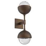 Cabochon Double Wall Sconce - Flat Bronze / Clear