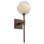 Cabochon Belvedere Wall Sconce - Travertine / Flat Bronze / Clear