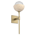 Cabochon Belvedere Wall Sconce - Travertine / Gilded Brass / Clear