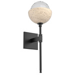 Cabochon Belvedere Wall Sconce - Travertine / Matte Black / Clear