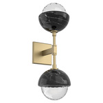 Cabochon Double Wall Sconce - Black Marble / Gilded Brass / Clear