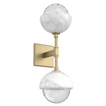 Cabochon Double Wall Sconce - White Marble / Gilded Brass / Clear