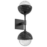 Cabochon Double Wall Sconce - Black Marble / Matte Black / Clear