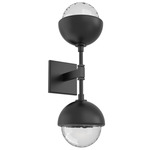 Cabochon Double Wall Sconce - Matte Black / Clear