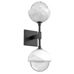 Cabochon Double Wall Sconce - White Marble / Matte Black / Clear