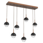 Cabochon Linear Multi Light Pendant - Black Marble / Burnished Bronze / Clear