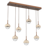 Cabochon Linear Multi Light Pendant - Travertine / Burnished Bronze / Clear