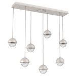 Cabochon Linear Multi Light Pendant - Beige Silver / Clear