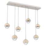 Cabochon Linear Multi Light Pendant - Travertine / Beige Silver / Clear