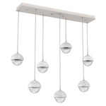 Cabochon Linear Multi Light Pendant - White Marble / Beige Silver / Clear