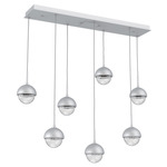 Cabochon Linear Multi Light Pendant - Classic Silver / Clear
