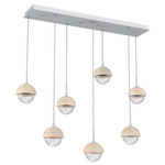 Cabochon Linear Multi Light Pendant - Travertine / Classic Silver / Clear