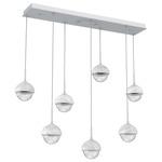 Cabochon Linear Multi Light Pendant - White Marble / Classic Silver / Clear