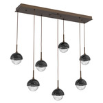 Cabochon Linear Multi Light Pendant - Black Marble / Flat Bronze / Clear