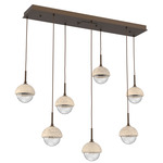 Cabochon Linear Multi Light Pendant - Travertine / Flat Bronze / Clear