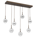 Cabochon Linear Multi Light Pendant - White Marble / Flat Bronze / Clear