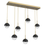 Cabochon Linear Multi Light Pendant - Black Marble / Gilded Brass / Clear