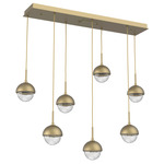 Cabochon Linear Multi Light Pendant - Gilded Brass / Clear