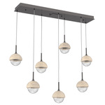 Cabochon Linear Multi Light Pendant - Travertine / Graphite / Clear