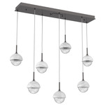 Cabochon Linear Multi Light Pendant - White Marble / Graphite / Clear