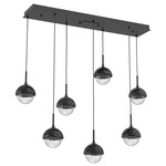 Cabochon Linear Multi Light Pendant - Black Marble / Matte Black / Clear