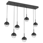 Cabochon Linear Multi Light Pendant - Matte Black / Clear