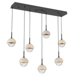 Cabochon Linear Multi Light Pendant - Travertine / Matte Black / Clear