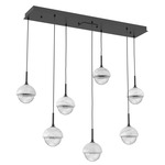 Cabochon Linear Multi Light Pendant - White Marble / Matte Black / Clear