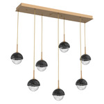 Cabochon Linear Multi Light Pendant - Black Marble / Novel Brass / Clear