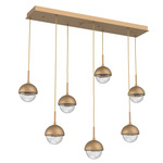 Cabochon Linear Multi Light Pendant - Novel Brass / Clear