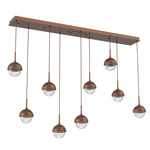 Cabochon Linear Multi Light Pendant - Burnished Bronze / Clear